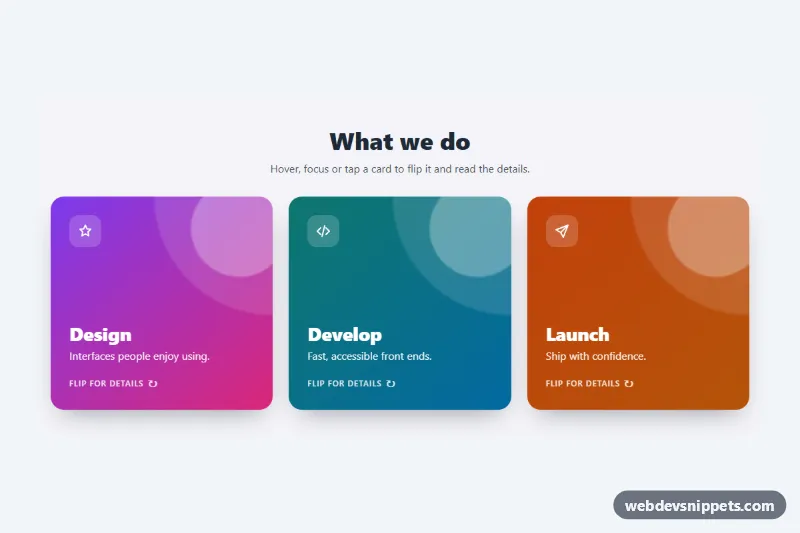 3D Flip Card – Pure CSS cards preview