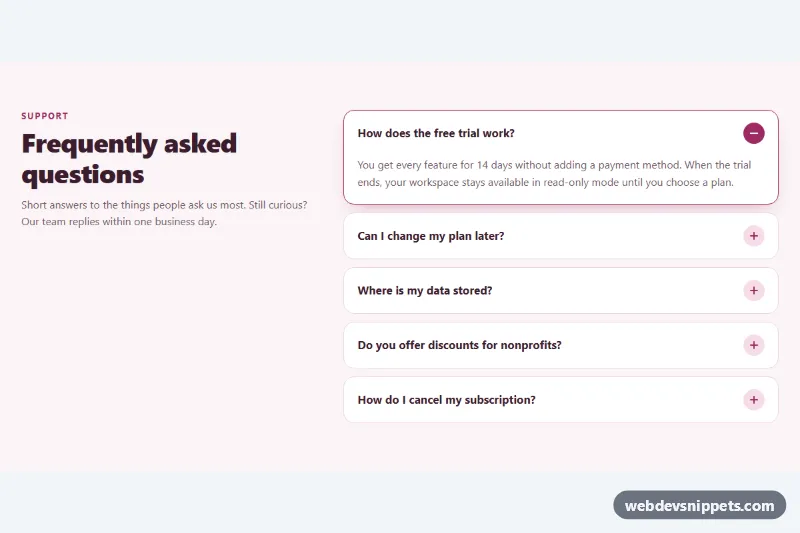 Accordion with details and summary – Pure CSS accordions preview