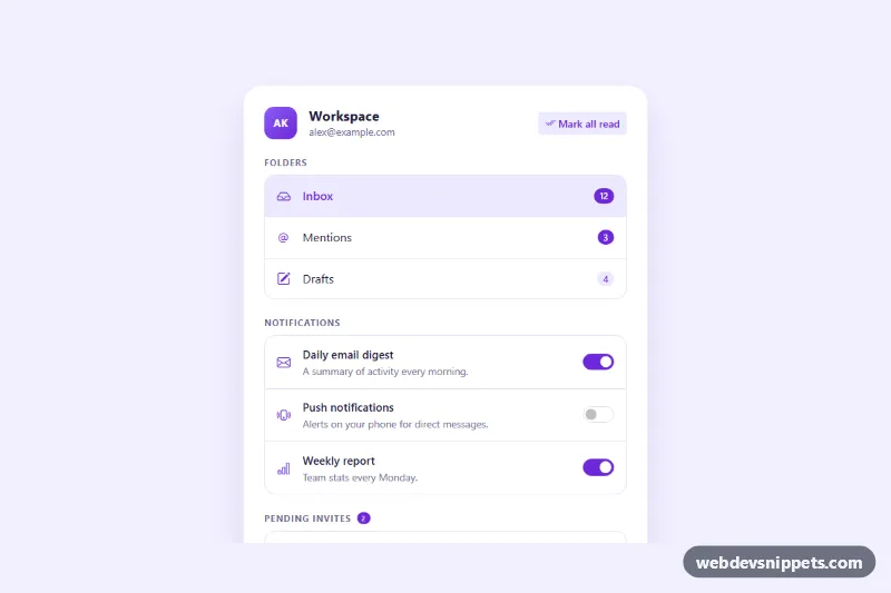 Actionable List Group – Bootstrap 5 lists preview