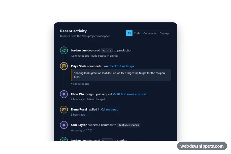 Activity Feed Timeline – Bootstrap 5 timelines preview
