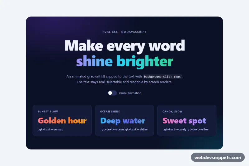 Animated Gradient Text – Pure CSS text effects preview