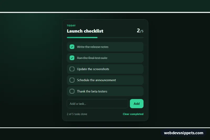 Animated To-Do Checklist – Pure CSS lists component screenshot