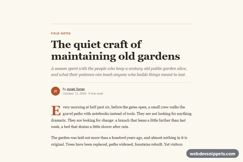 Article Layout – Bootstrap 5 content sections preview
