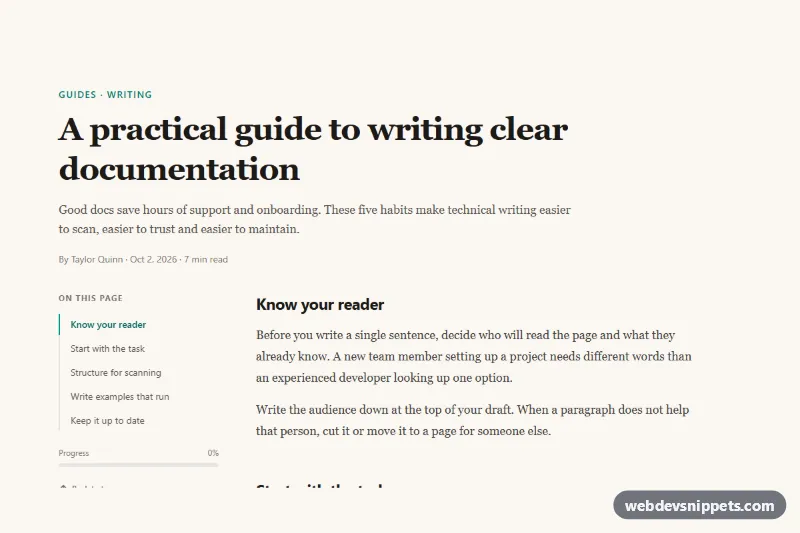 Article with Table of Contents – Tailwind CSS content sections preview