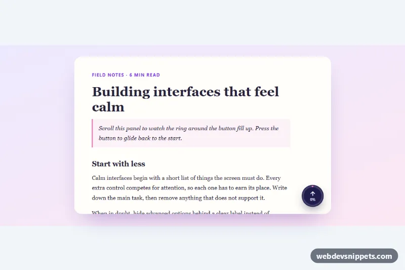 Back to Top Button with Scroll Progress – Pure CSS back to top preview
