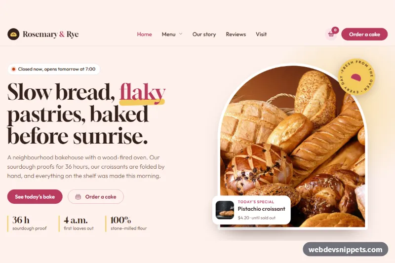 Bakery Homepage Template – Bootstrap 6 home pages preview