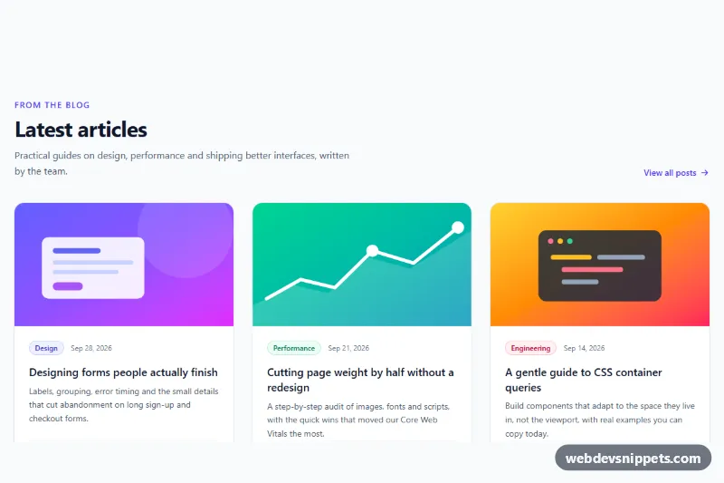 Blog Post Grid – Tailwind CSS blog sections preview
