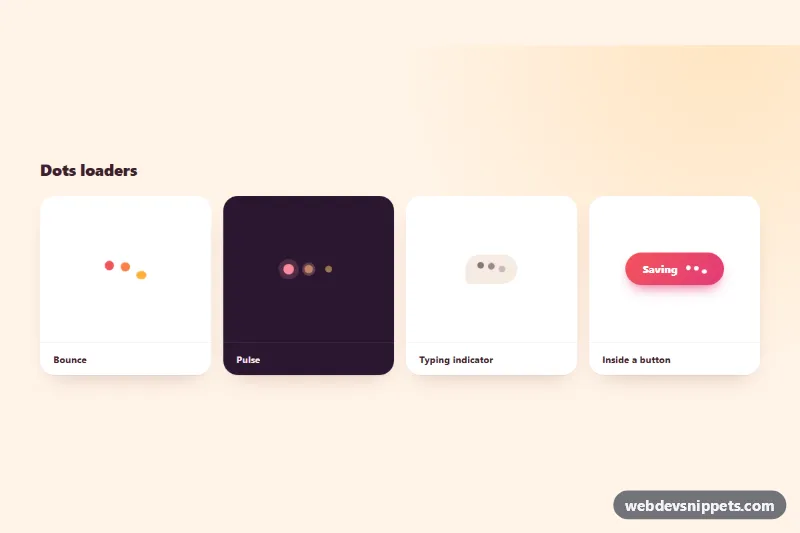 Bouncing Dots Loader – Pure CSS loaders & spinners component screenshot