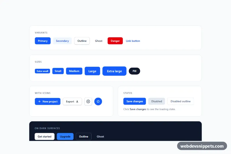 Button Variants – Tailwind CSS button styles preview