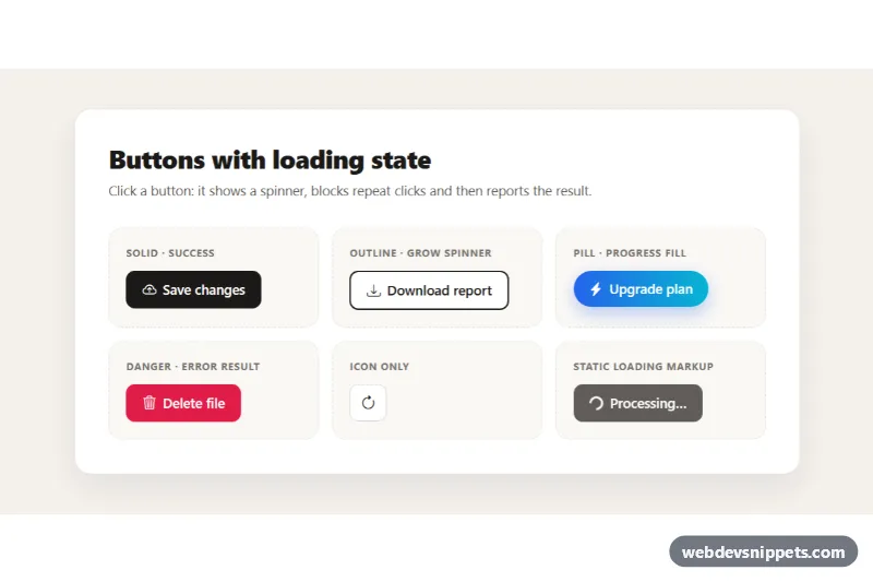 Buttons with Loading State – Bootstrap 5 button styles preview