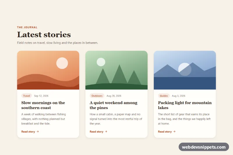 Cards with Hover Lift – Pure CSS cards preview