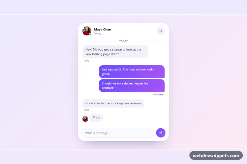 Chat Bubbles with Typing Indicator – Pure CSS chat widgets preview