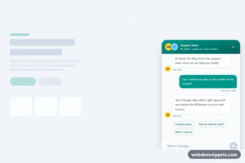 Chat Widget – Tailwind CSS chat widgets preview