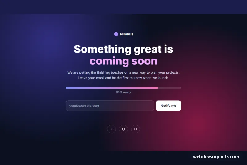Coming Soon Page with Email Signup – Pure CSS coming soon preview