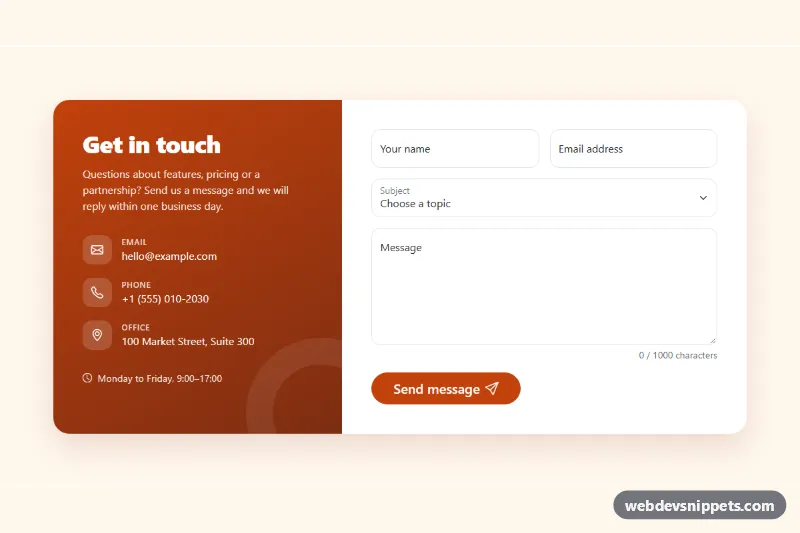 Contact Form with Validation – Bootstrap 5 contact forms preview