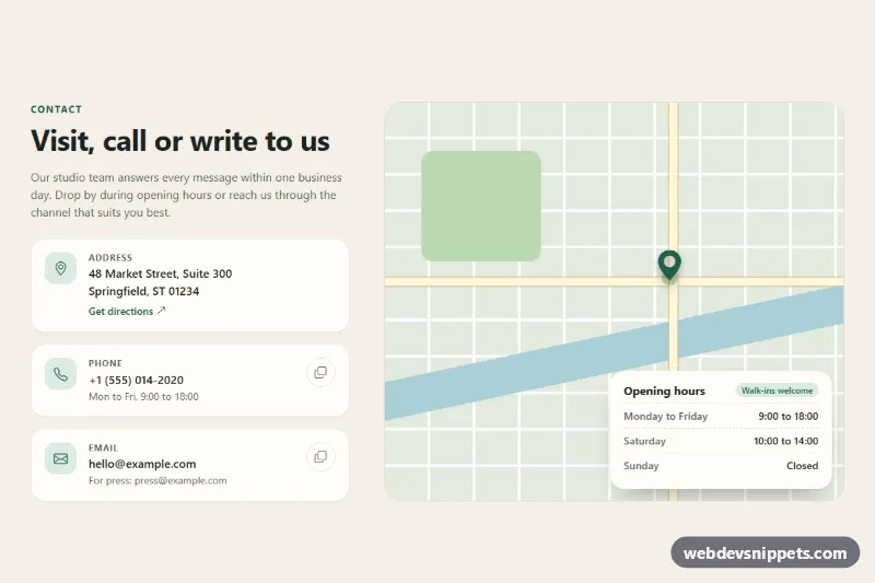 Contact Section with Details – Bootstrap 5 contact sections preview
