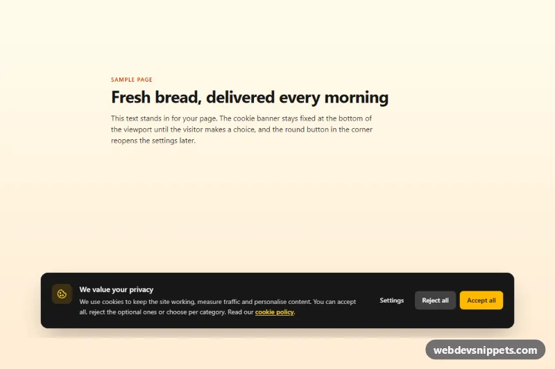 Cookie Consent Banner – Tailwind CSS cookie banners preview