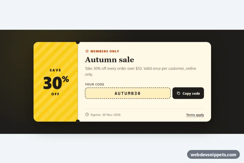Coupon Ticket – Pure CSS promo banners preview