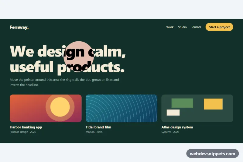 Custom Cursor Follower – Pure CSS cursor effects preview