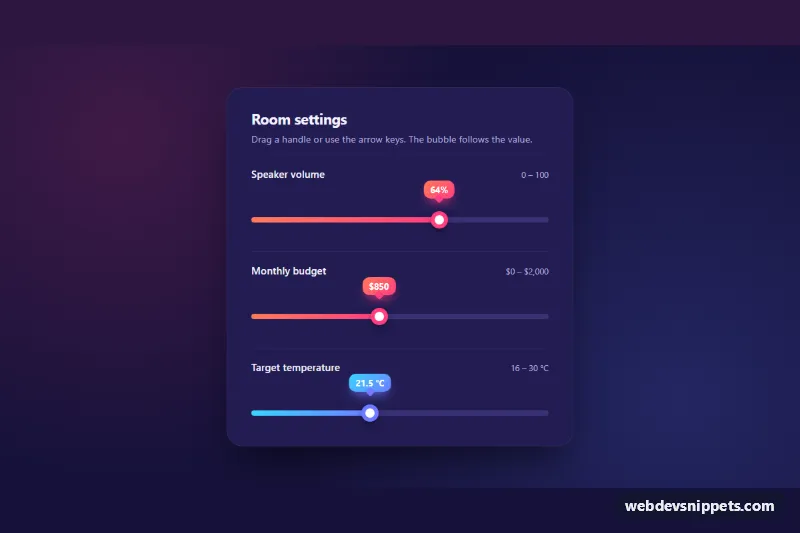 Custom Range Slider – Pure CSS range sliders component screenshot
