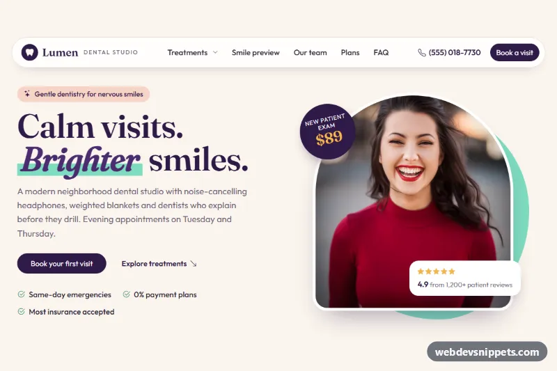 Dental Clinic Homepage Template – Bootstrap 6 home pages preview