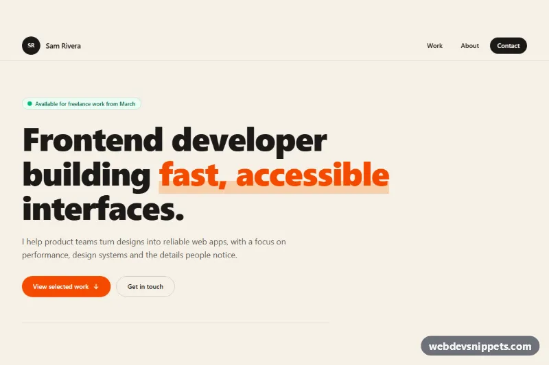 Developer Portfolio Page – Tailwind CSS portfolios preview
