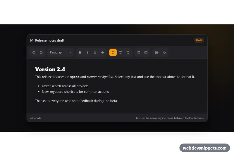Editor Button Toolbar – Bootstrap 5 button groups preview