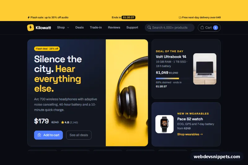 Electronics Store Homepage Template – Bootstrap 6 home pages preview
