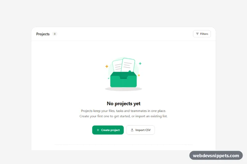 Empty State with Illustration – Tailwind CSS empty states preview