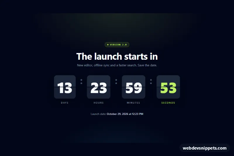 Flip Countdown – Tailwind CSS countdown timers preview