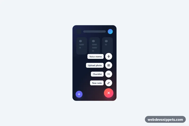 Floating Action Button Speed Dial – Pure CSS floating action buttons preview