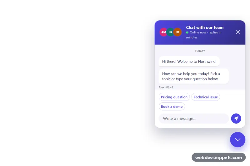 Floating Chat Button – Bootstrap 5 floating action buttons preview