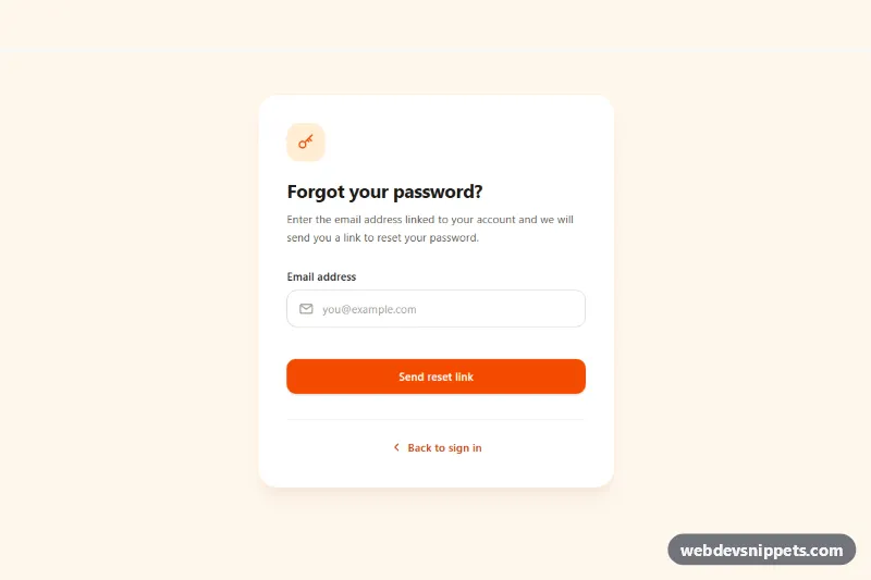 Forgot Password Form – Tailwind CSS login & sign up component screenshot