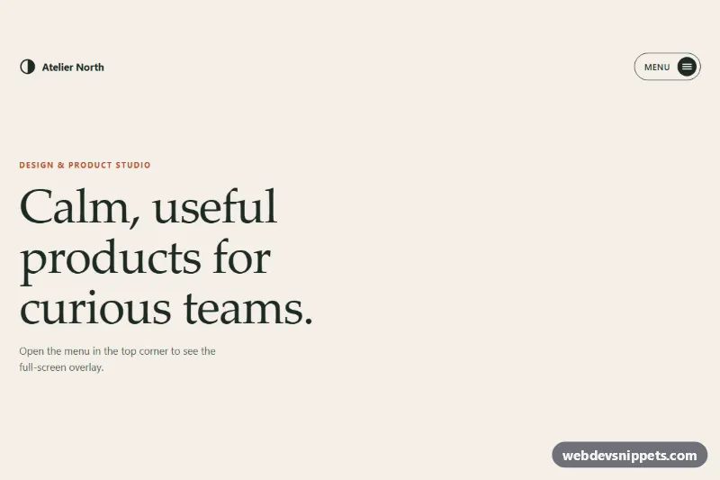 Full-Screen Overlay Mobile Menu – Pure CSS mobile menus preview