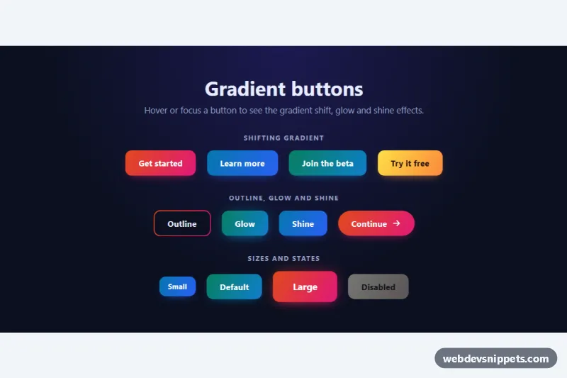 Gradient Buttons – Pure CSS button styles preview