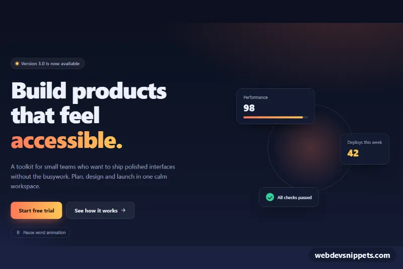 Hero with Rotating Words – Pure CSS hero sections preview