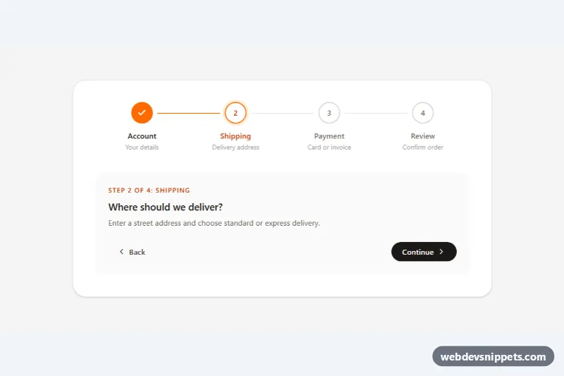 Horizontal Progress Stepper – Tailwind CSS steppers preview