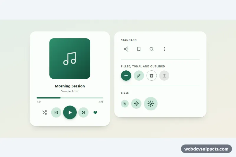 Icon Buttons with Ripple – Pure CSS icon buttons preview