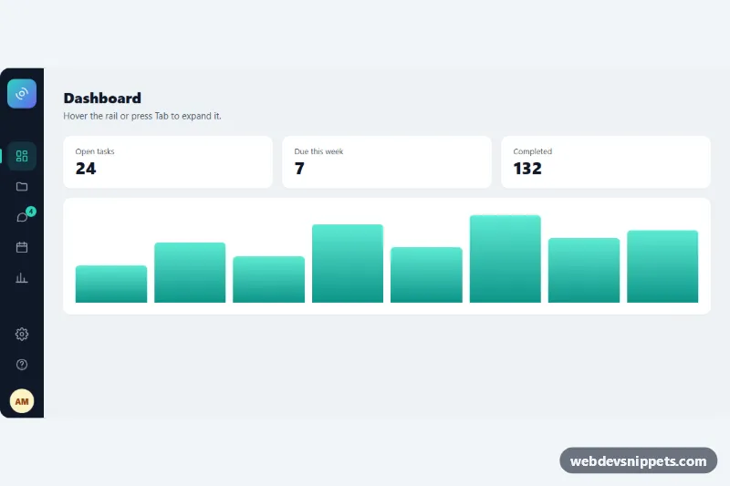 Icon Sidebar that Expands on Hover – Pure CSS sidebars component screenshot