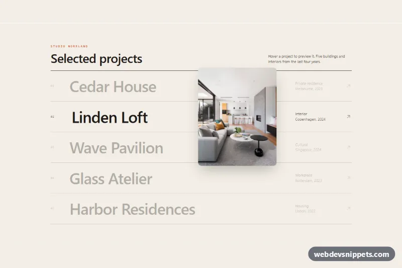 Image Reveal Cursor on Hover – Tailwind CSS cursor effects preview