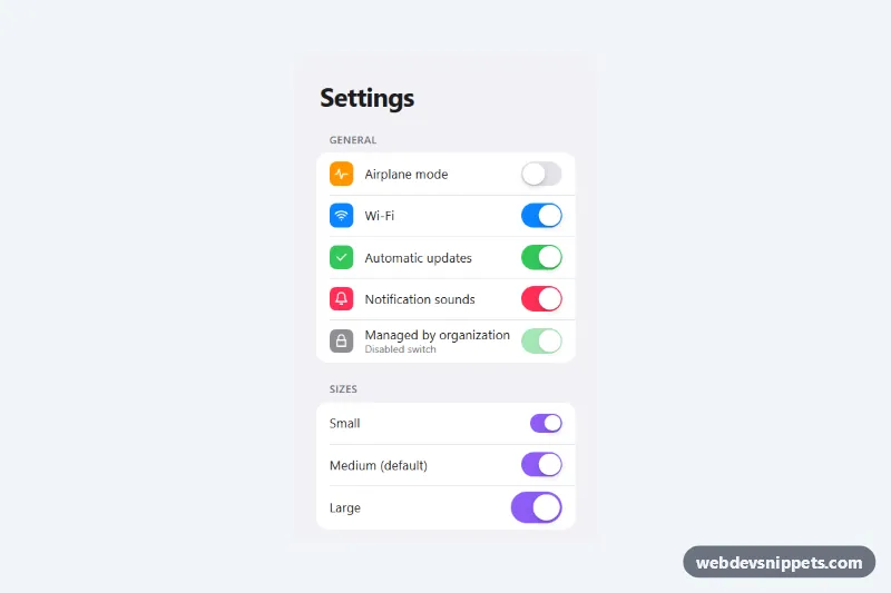 iOS Style Toggle Switch – Pure CSS toggles & switches preview