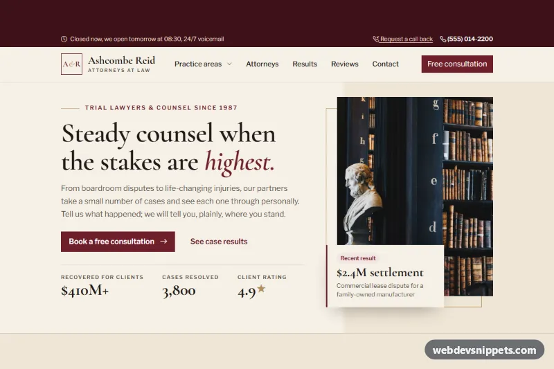 Law Firm Homepage Template – Bootstrap 6 home pages preview
