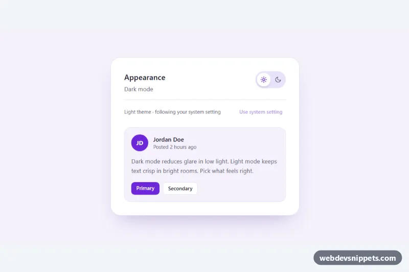 Light/Dark Theme Toggle – Tailwind CSS theme toggles preview