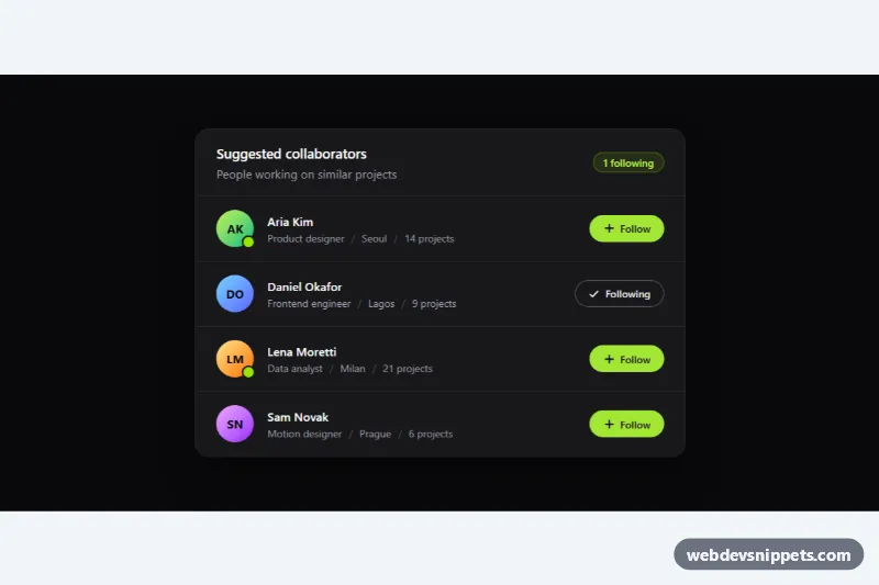 List with Avatars and Actions – Tailwind CSS lists preview
