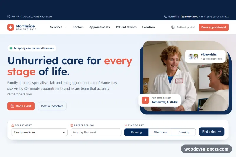 Medical Clinic Homepage Template – Bootstrap 6 home pages preview
