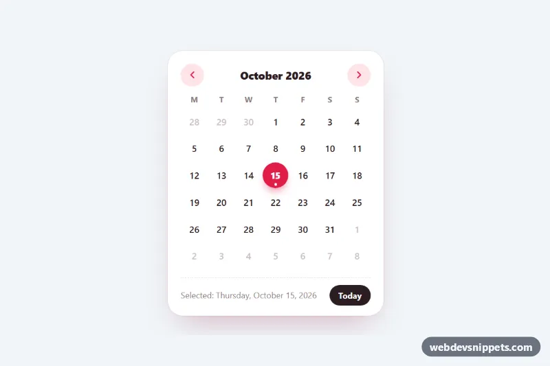 Mini Calendar – Pure CSS calendars component screenshot