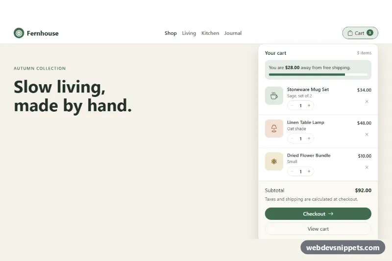 Mini Cart Dropdown – Bootstrap 5 shopping carts preview