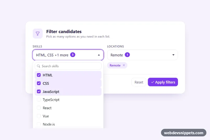 Multi-Select Dropdown with Checkboxes – Bootstrap 5 selects preview
