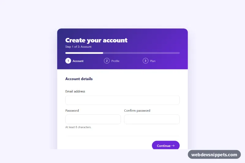 Multi-Step Registration Form – Bootstrap 5 multi-step forms preview