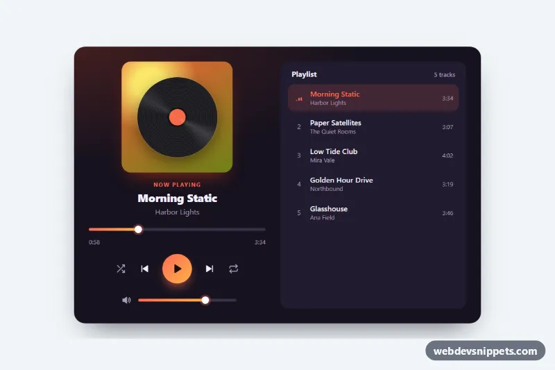 Music Player Card – Pure CSS music players preview